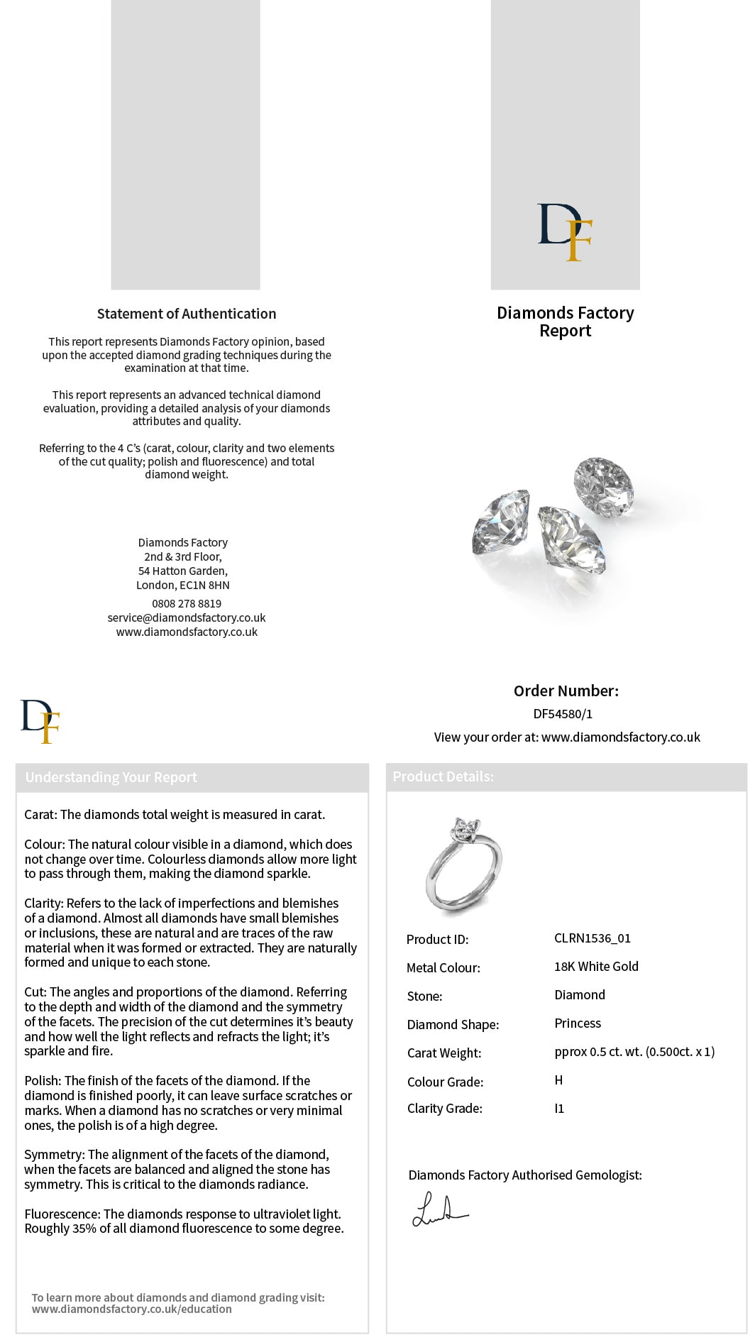 Diamonds Factory Certifikat